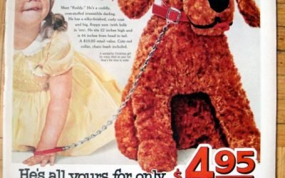 1958 Toy Stuffed Puppy Sale -Red Heart Dog Food-Original 13.5 * 10.5 Magazine Ad