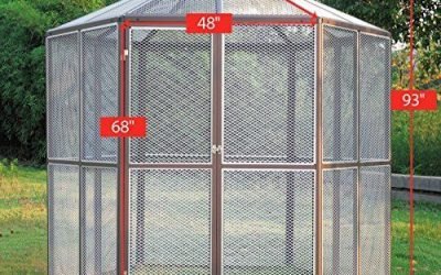 LAZYMOON 93″Large Walk-in Hexagonal Bird Aviary Cage Birds Pets Parrot Canary House. Overall Size: each side 4ft L x 7.7ft H (from Ground