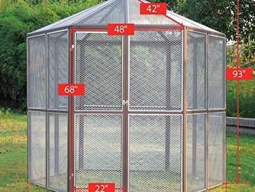 LAZYMOON 93″Large Walk-in Hexagonal Bird Aviary Cage Birds Pets Parrot Canary House. Overall Size: each side 4ft L x 7.7ft H (from Ground