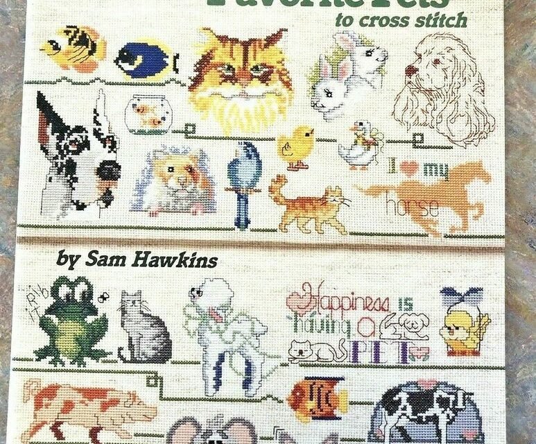 Favorite Pets to Cross Stitch Pattern Book Dog Cat Bird Mouse Fish Turtle & more #AmericanSchoolofNeedlework #CrossStitchBook