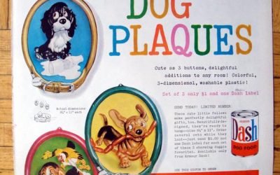 1959 Dash Dog Food- Humorous Dog Plaques One Buck Original 13.5 * 10.5 Magazine Ad