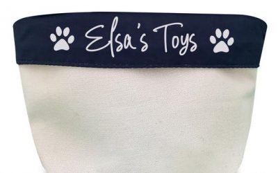 Pet Toy Storage Basket, Personalised to your Pet, Dog Treat Organiser, Cat Toy Canvas Bag, 2 Sizes